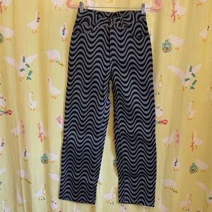 Wavy Patterned Black and Gray Pants